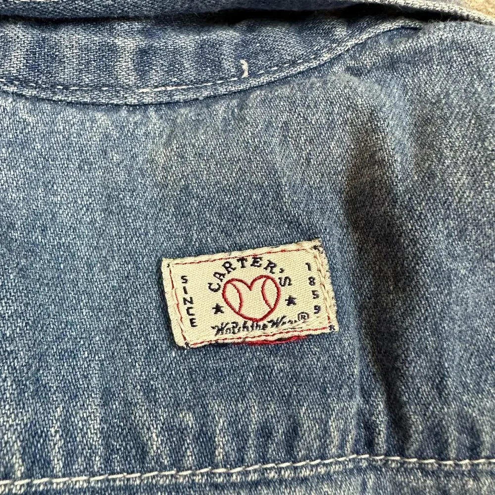 RARE Vintage Carter's MLB Boston Red Sox Denim Shirt Dress Girls Size 6